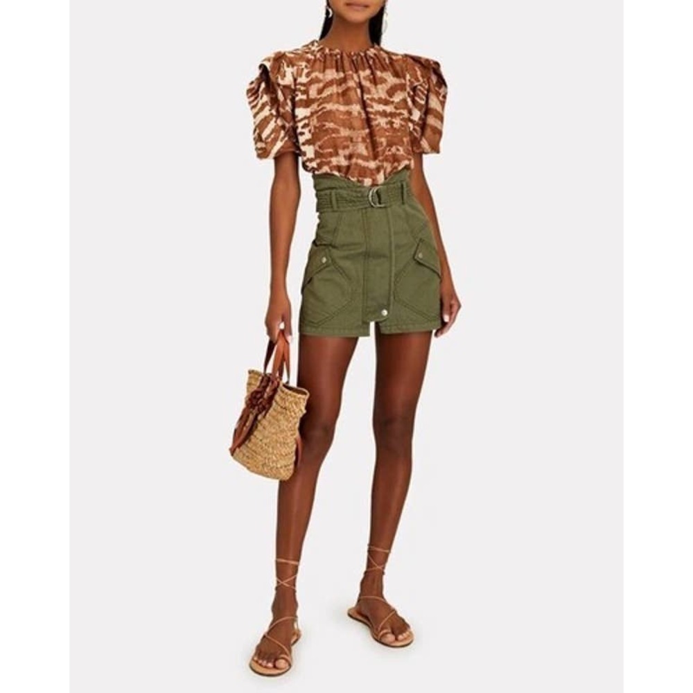 Marissa Webb Belted Cotton Twill Mini Skirt In Green Size XS